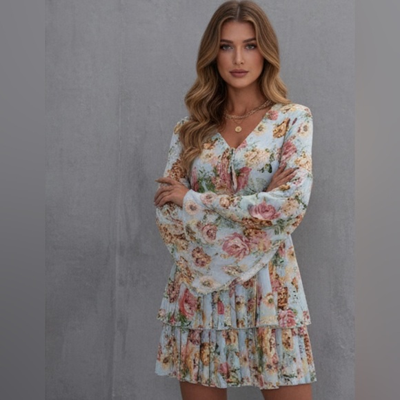 Floral Print Pleated Dress - Picture 2 of 5